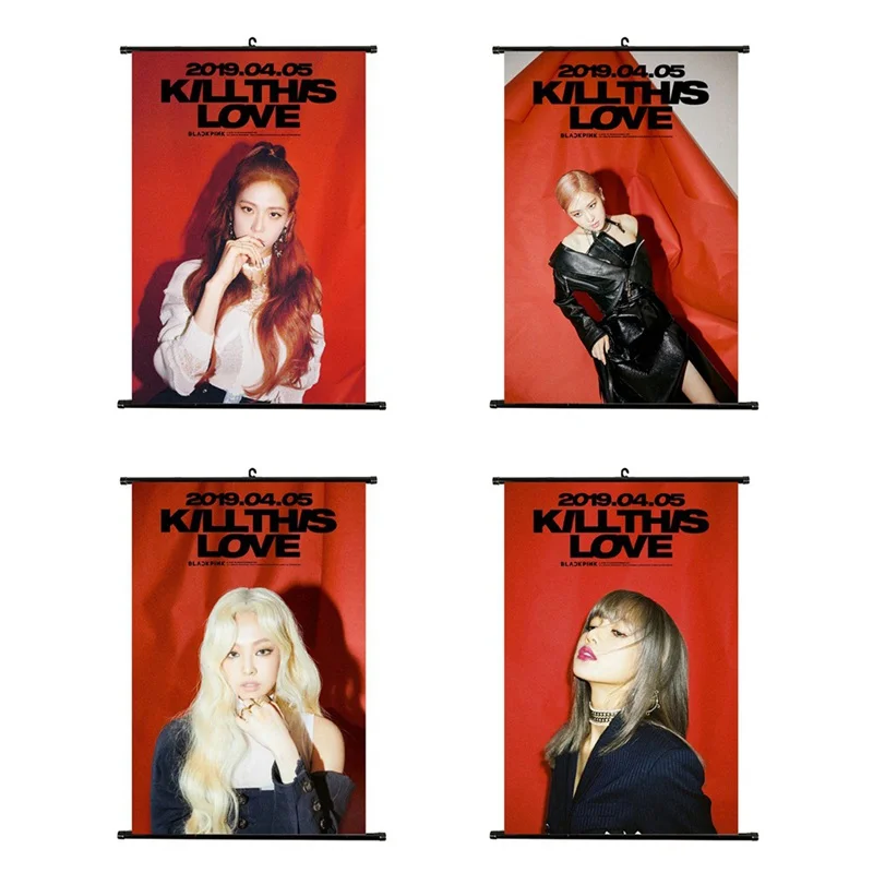 

KPOP BLACKPINK Album ILL THIS LOVE Cards New Fashion Self Made Scroll Painting Hanging HD Photo