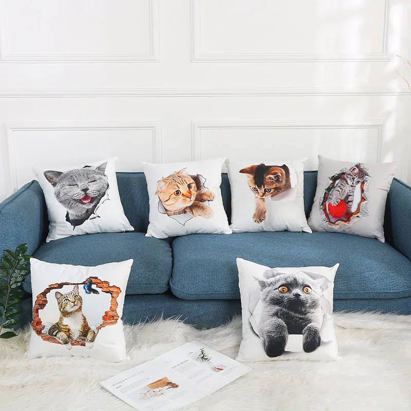 

12 Style 40x40cm Printing animal Cute Cat Makeup pillowcase fashion home sofa cushion cover Decor comfortable seat pillow covers