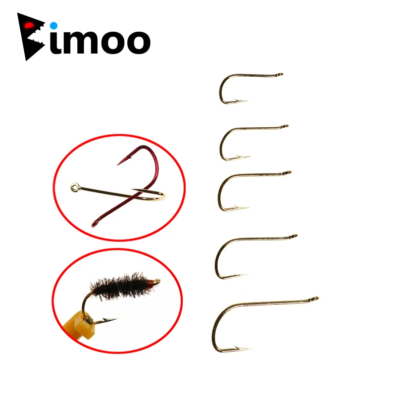 

Bimoo 20PCS Fine Wire Dry Fly Hook Golden Red Color Fly Tying Hook Sharp Tip Small Fly Fishing Tying Hooks for Small Trout