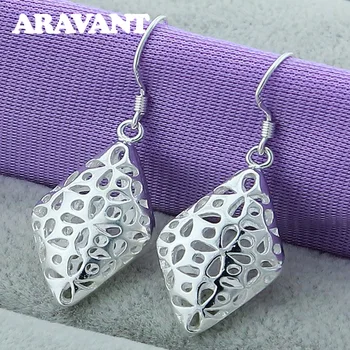 

New Fashion 925 Silver Drop Earrings For Women Silver Geometric Patterns Earring Wedding Jewelry Gifts