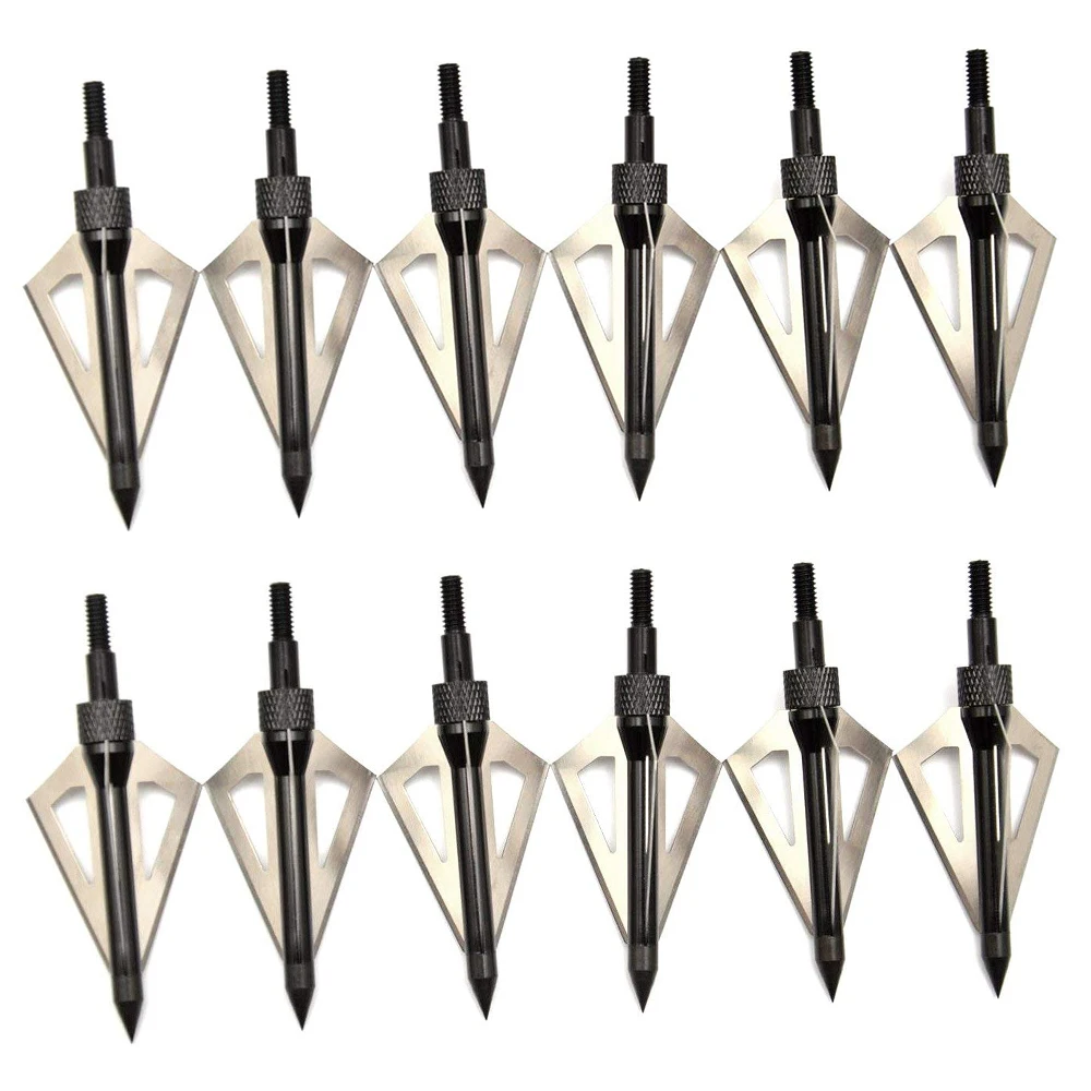 

12pcs Hunting Broadheads 3 Blades Archery Arrowhead Screw-in Arrow Tips Compatible with Crossbow and Compound Bow