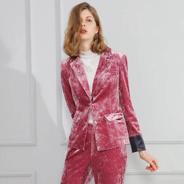 Buy 2017 spring Gold velvet women suit velvet patchwork sleepwear casual velvet