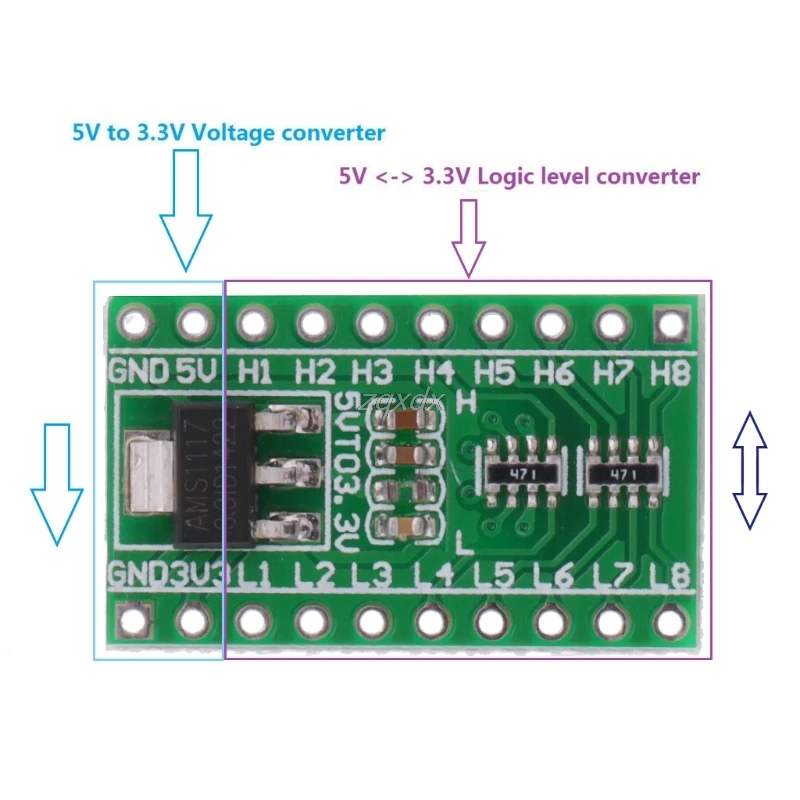 Base Resistor TTL Logic Level Converter Module AMS1117 DC 5V To 3.3V