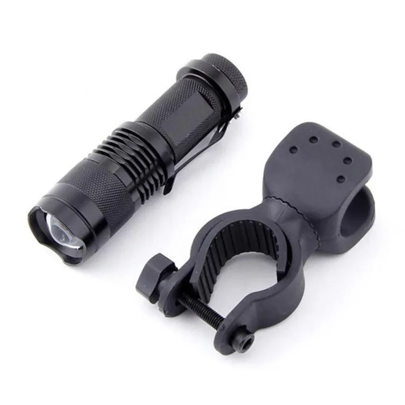 Q5 LED Cycling Bicycle Head Light Flashlight Torch 360 Degrees Mount Clip + 5LED Taillight Bicycle Light Set #2M23 (2)