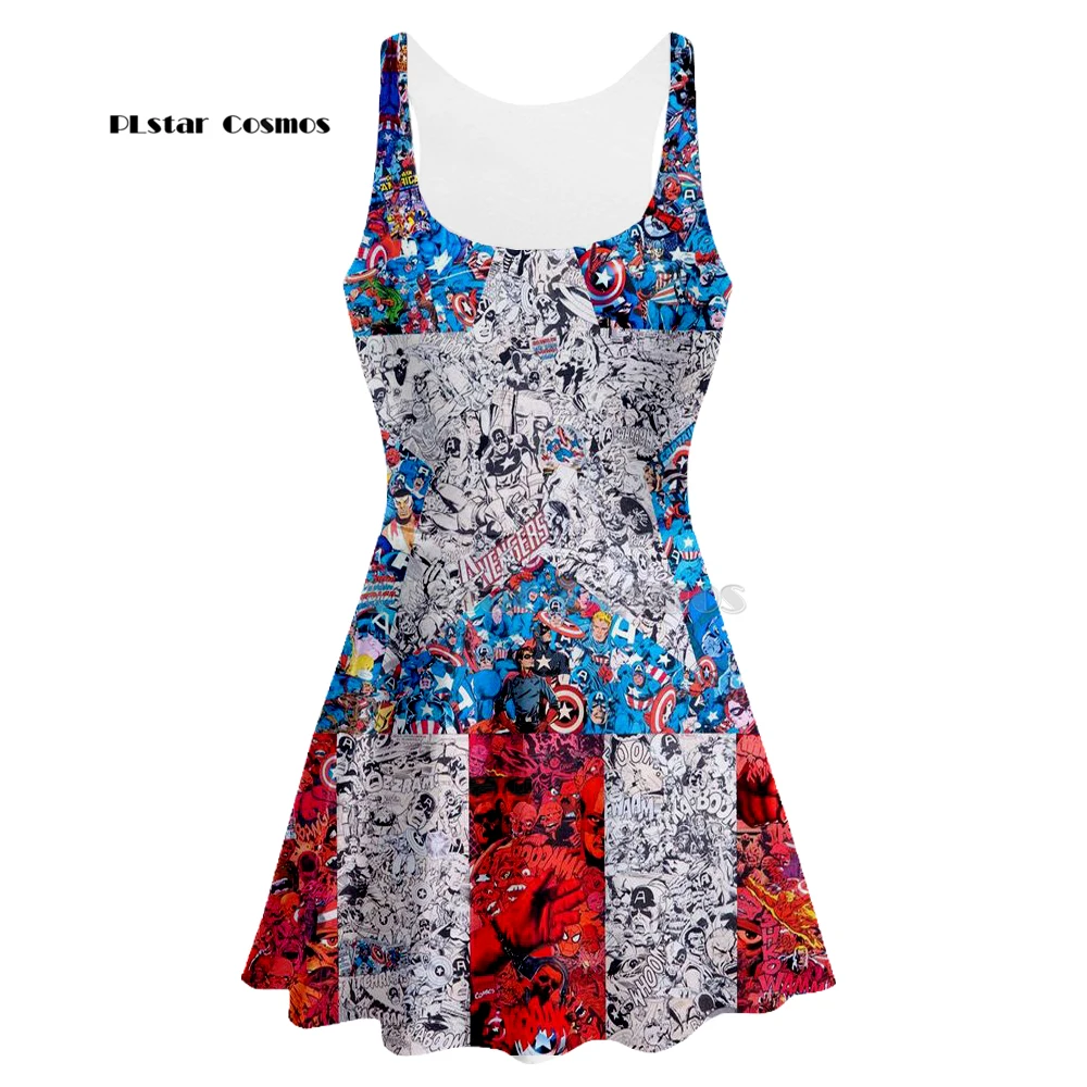 3D Print marvel Comic Captain America women Summer women's clothing tank top dress sleeveless dress Quality quality  3d dress