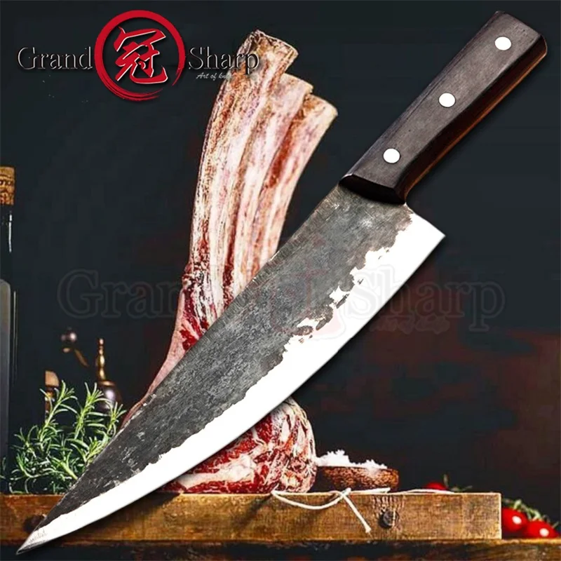 Китайский нож ручной работы, покрытый кованой сталью, мясной нож шеф-повара, кухонные ножи для нарезки мясника, сделано в Китае, кухонные ножи, горячая Распродажа
