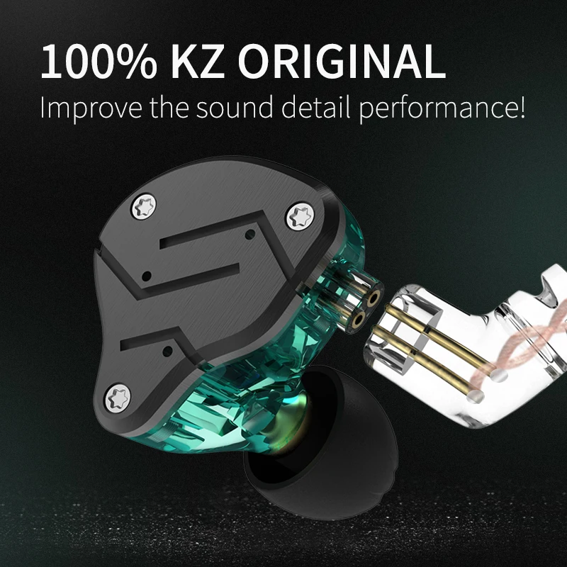 Металлические наушники KZ ZSN с гибридной технологией 1BA + 1DD Hi Fi басовые вкладыши