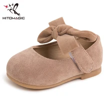 HITOMAGIC/детская кожаная обувь для девочек; обувь принцессы для девочек; обувь для малышей; Брендовая обувь с бантом; Осенняя повседневная обувь на плоской подошве