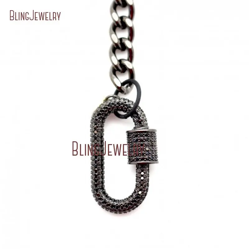 20190404-NM26353-micro pave screw clasp gunmetal plated chain necklace carabiner lock necklace_12