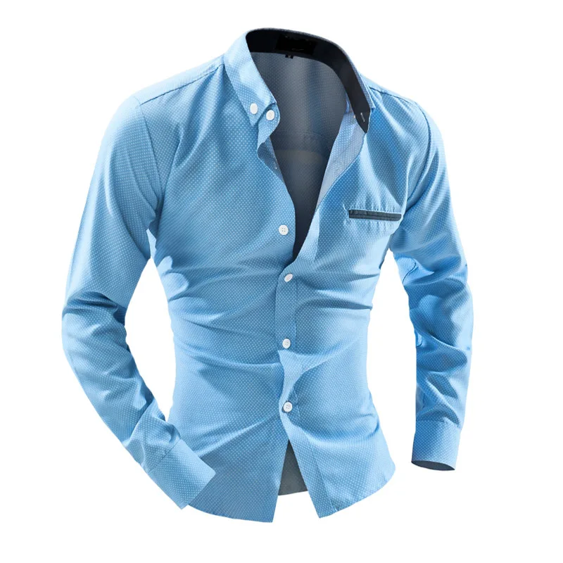 

NEW 2020 Fashion Spring autumn Casual business long sleeve Slim Diamond lattice blue gentleman camisa social masculina