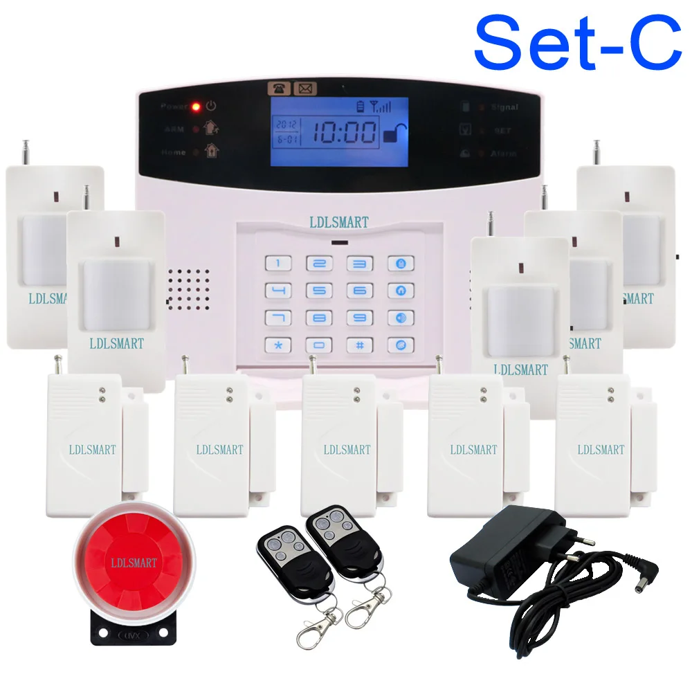 

LCD Keyboard RU/SP/EG/FR/IT Voice Wireless SMS Home GSM Alarm system House intelligent auto Burglar Door Security Alarm Systems