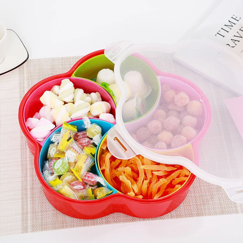 

Snack Box Candy Tray Food Storage Box Sectional Serving Bowl with Cover Candy Dish Dried Fruit Plate Snack Candy Tray RT99