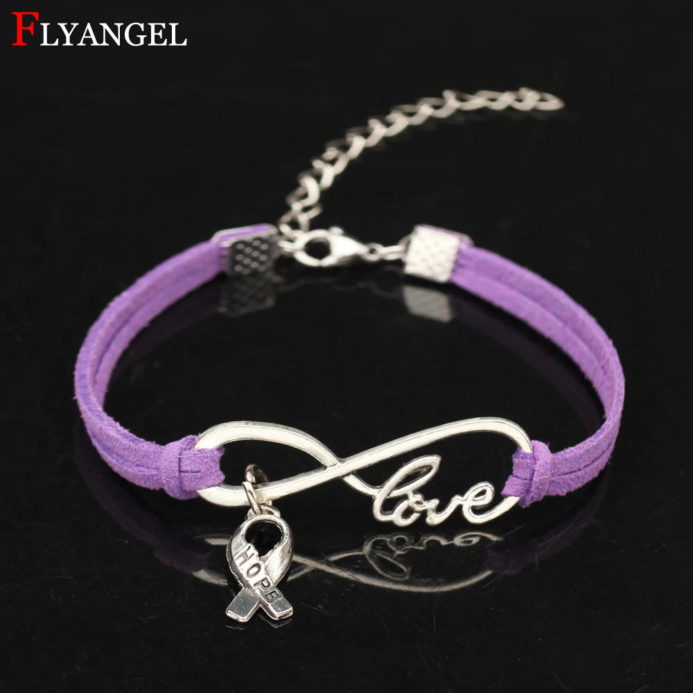 

Fashion Women Jewelry Bangles 11 Colors Infinity Letter Hope Cancer Awareness HOPE Ribbon Leather Bracelets For Female Girl Gift