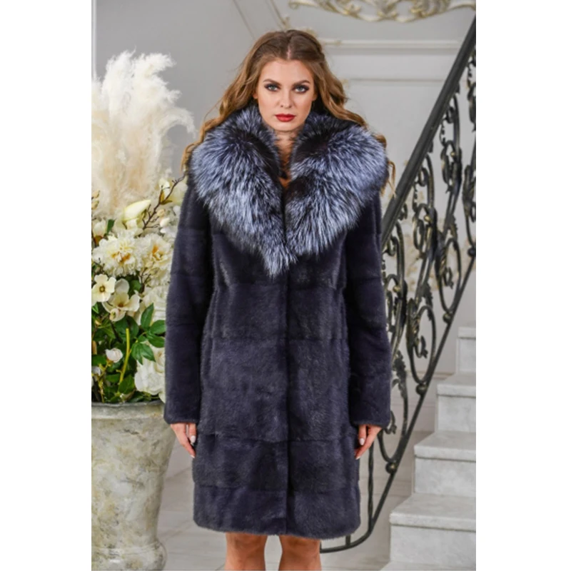 Fursarcar Veste 2018 Avec Femmes De Taille Fourrure Vison Nouvelle Épais Fox Hiver Luxe Chaud Plus Naturel Col Silver ZuiTPXkO