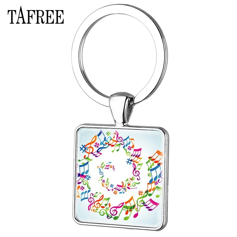 TAFREE классический брелок для музыкальных нот с квадратным кольцом винтажное