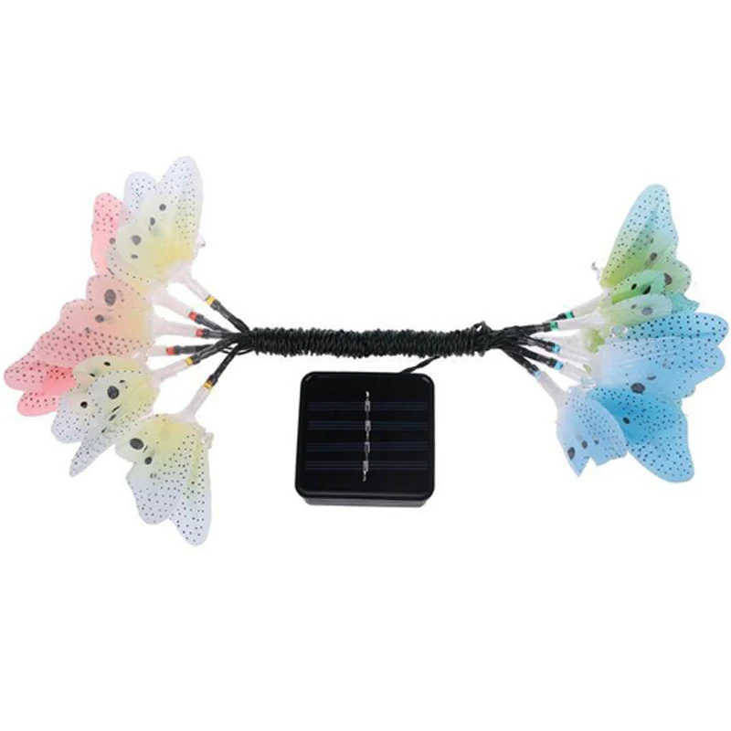 Led Solar LampPowered Butterfly Fiber Optic Fairy String Waterproof Christmas Outdoor Garden Holiday Lights solar garden light  (8)