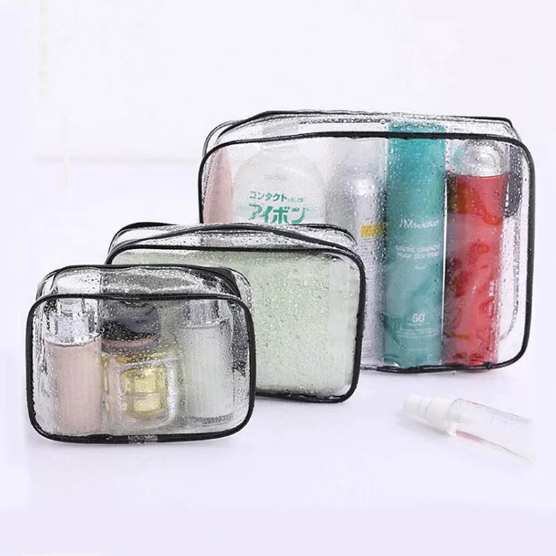 

YiCleaner Transparent PVC Bags Women Makeup Bags Beauty Case Cosmetic Organizer Storage Bath Toiletry Wash Bags