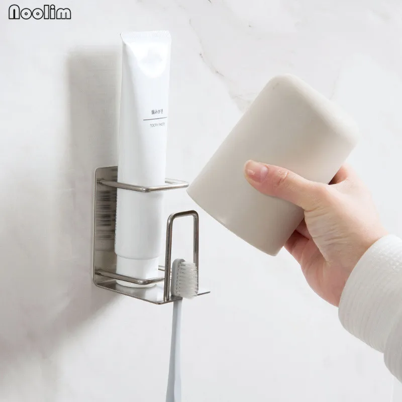 NOOLIM Stainless Steel Self Adhesive Wall Mount Toothbrush Holder