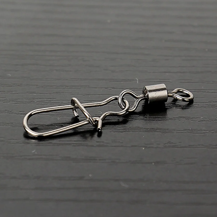 

Minfishing 200 pcs/lot fishing swivels Rolling Swivel Snap Fishing Hook Connector size 1#~14# fishing accessories