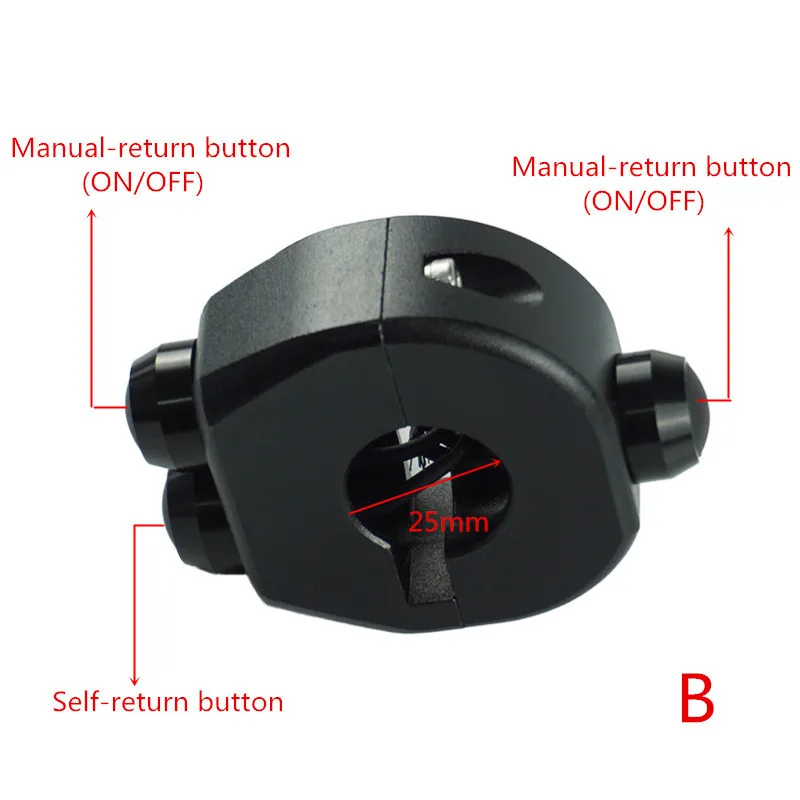 25 мм/22 мм/Алюминий CNC мотоциклетные переключатели руля монтажными головками под светильник тумана светильник Рог тормоз ВКЛ/ВЫКЛ Start убить 3 кнопочного выключателя - Цвет: Black(B)