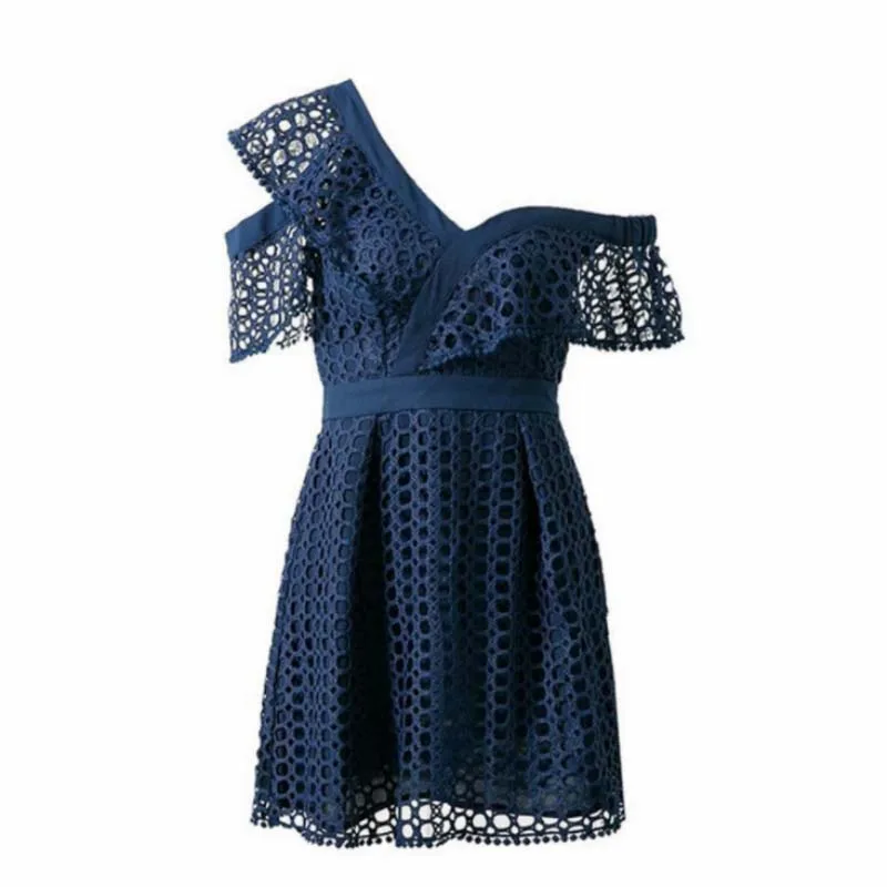 

LaMaxPa Korean Style Irregular Lace Elegant Vintage Party Dress Sexy V-neck Chiffon Runway Dress Hipster Vogue Women 2019 Autumn
