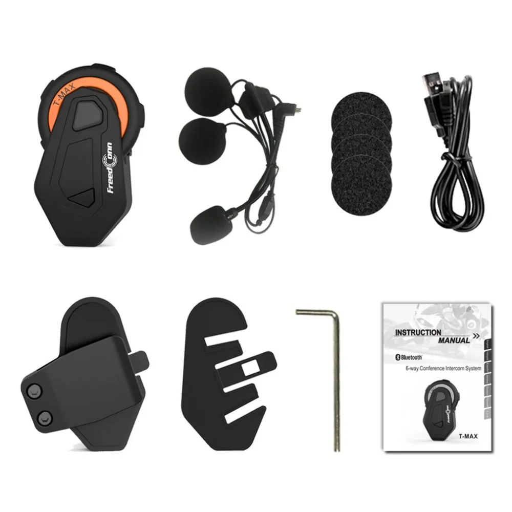 

FreedConn T-Max 1500M Motorcycle Group Talk System Professional 6 Riders Bluetooth Interphone Helmet Intercom Headset FM Radio