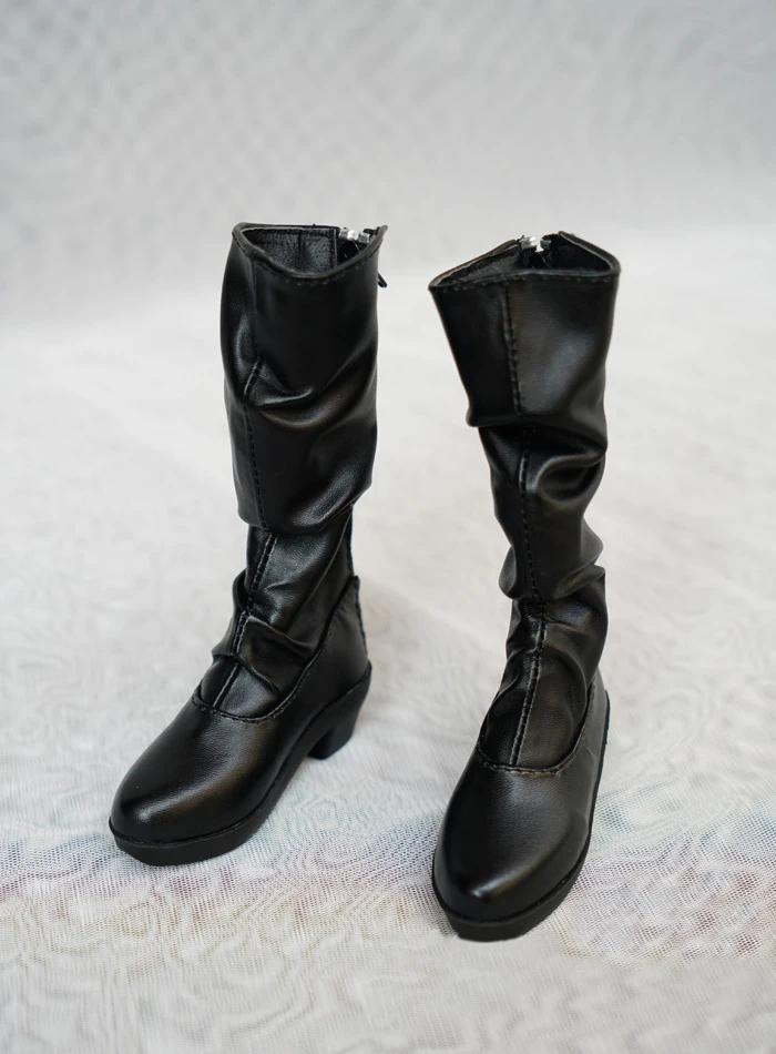 

D01-P179 children handmade toy 1/3 1/4 Doll Accessories BJD/SD doll Crease black high heel boots 1pair