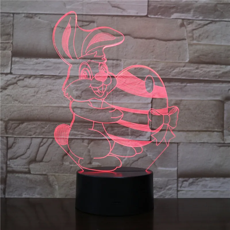 

Cute Bunny Table Lamp Bedroom Cartoon Decoration RGB Touch Sensor Children Kids Gadget Gift Easter Rabbit Night Light LED Hare