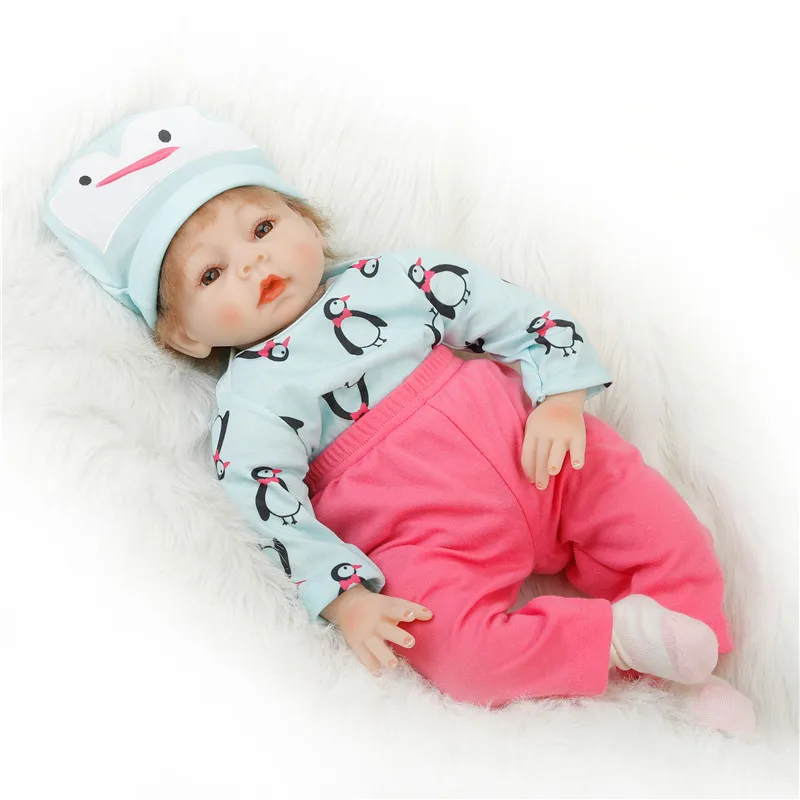 

SanyDoll 22 inch 55 cm Silicone baby reborn dolls, lifelike Cute suit doll holiday gift birthday gift