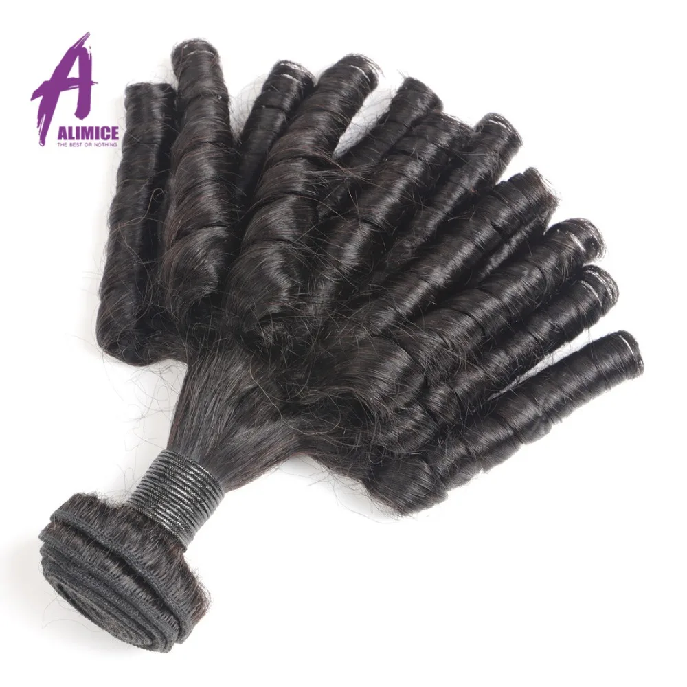 Alimice Brazilian Fummi Curly Hair 3 Bundles Deal Natural Color 12-30inch Hair Weave Bundles 100% Remy Human Hair Extensions (6)