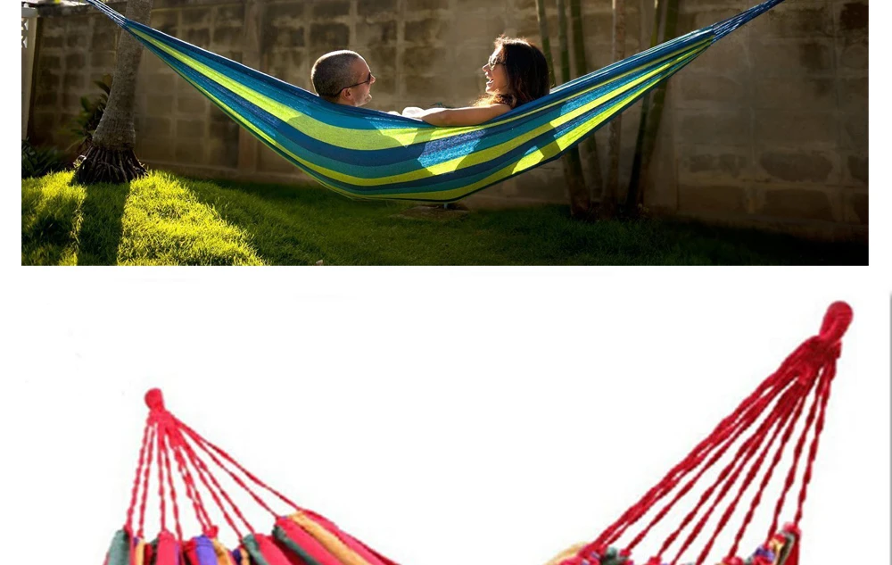 Leewince individual Hammock Portable Camping Garden Beach Travel Hammock Outdoor Ultralight Colorful Cotton Polyester Swing Bed