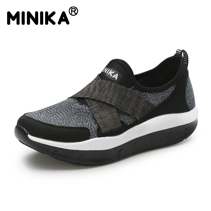 Minika/женские кроссовки на платформе танкетке для фитнеса Воздухопроницаемый