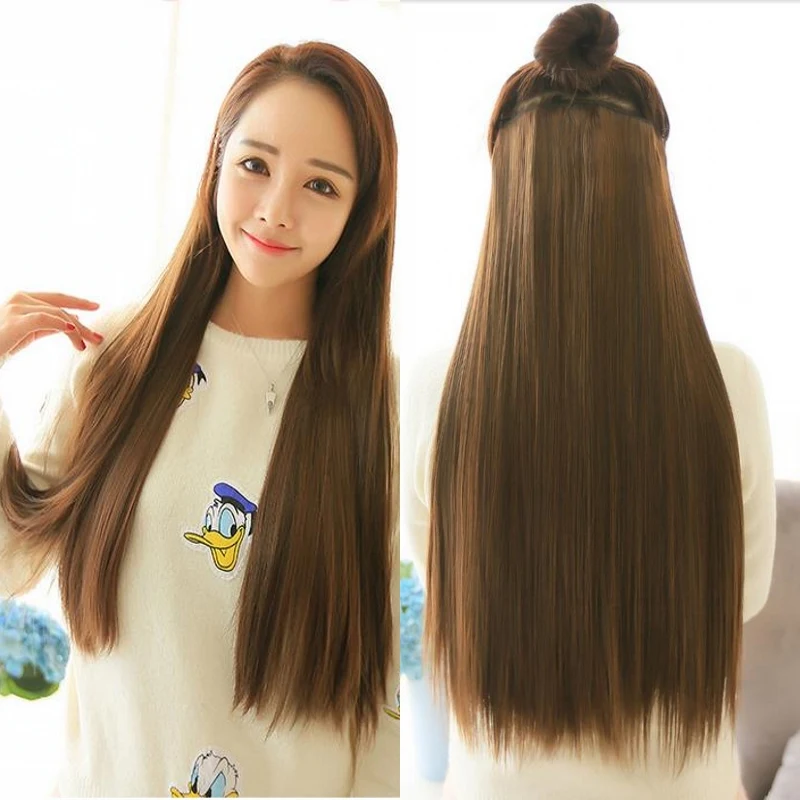 16colors Long straight 5 clip in hair extensions,full head synthetic hair extensions,fake kanekalon hairpiece extensions
