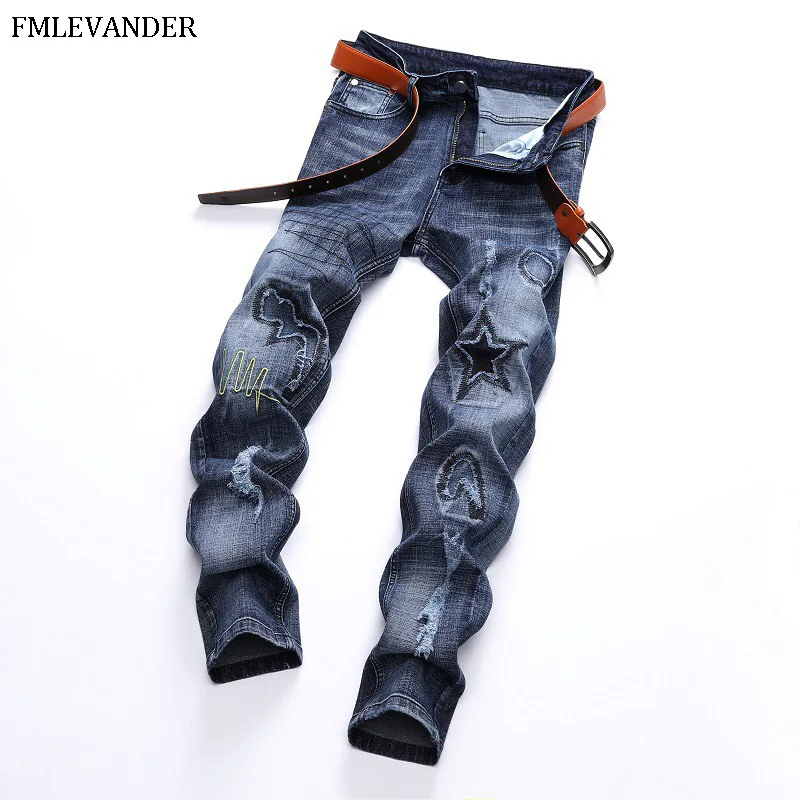 

New Design Denim Plus Size 42 Long Pants Trousers Jean Homme Brand Biker Jeans Men