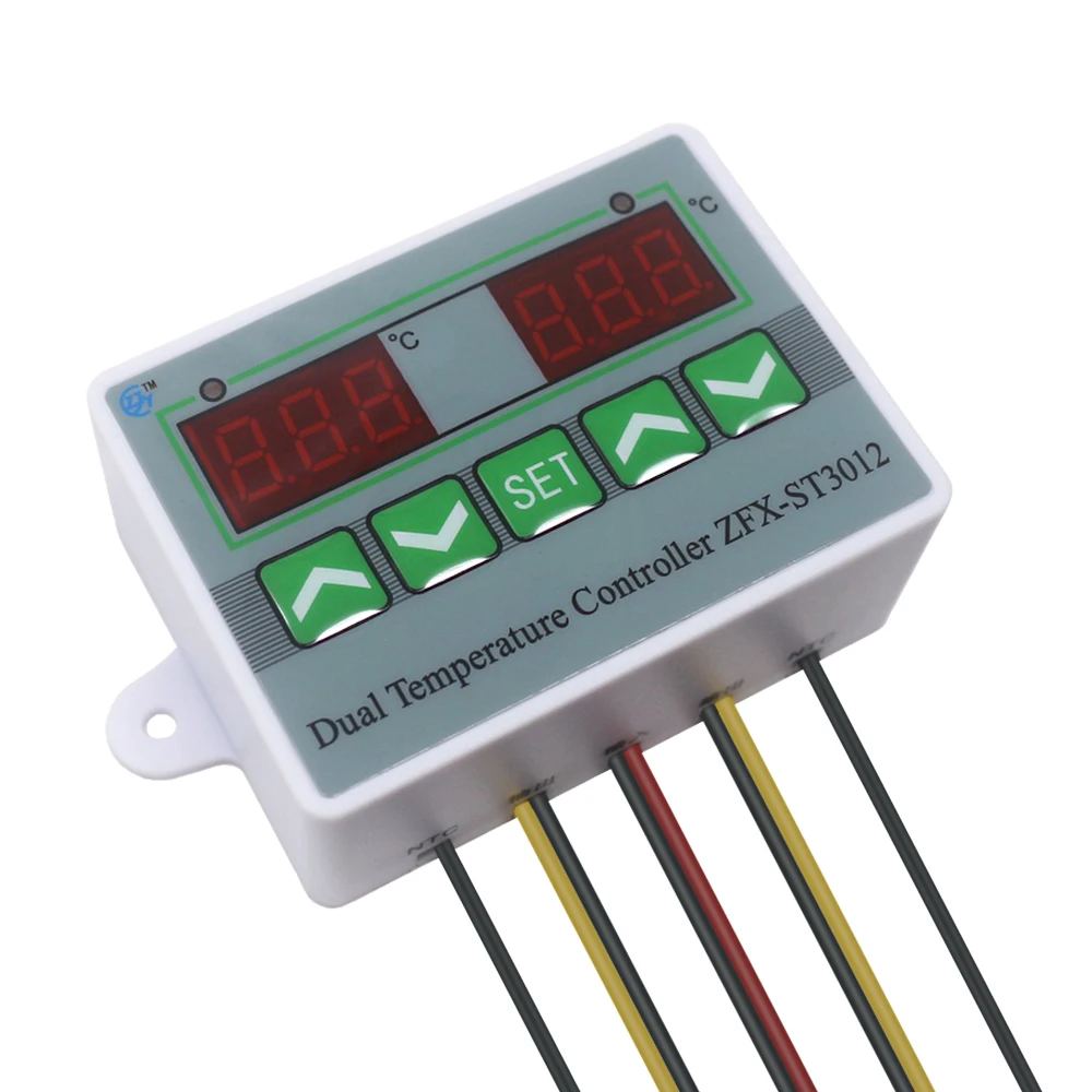 Цифровой термостат для инкубатора с двойным контролем температуры 110 В 220 в 12 В переключатель контроля температуры с двойным датчиком