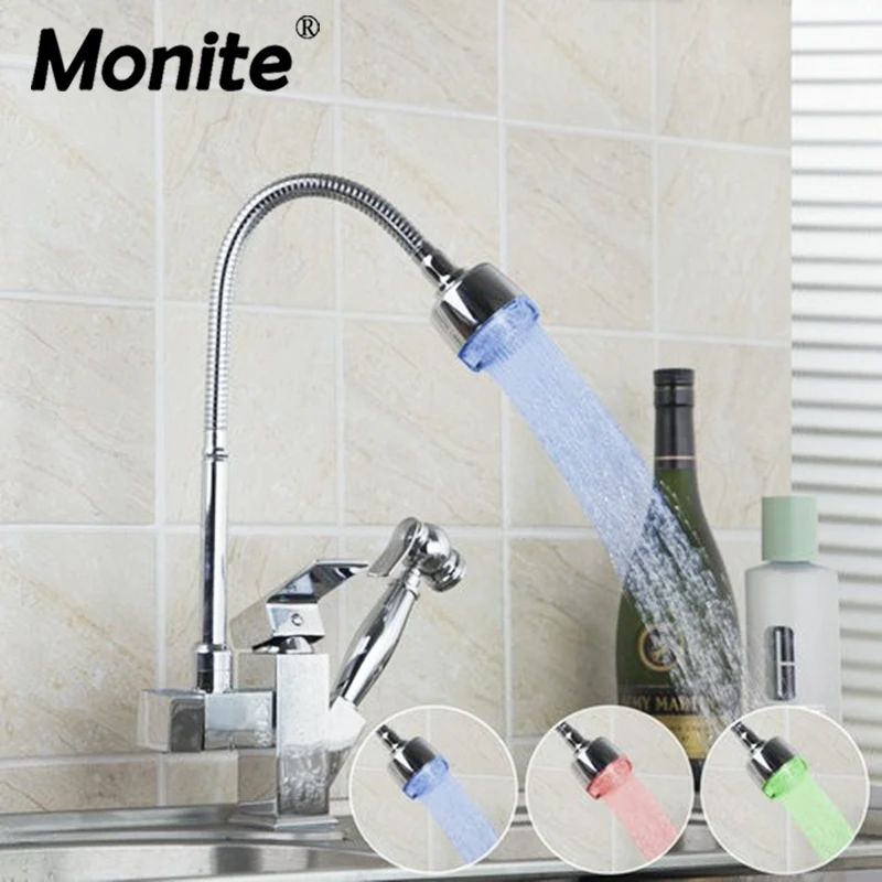 

LED Light Pull Out Chrome Swivel 360 Single Handle Kitchen Faucet Deck Mount Sink Vessel Torneira Tap Mixer Faucets