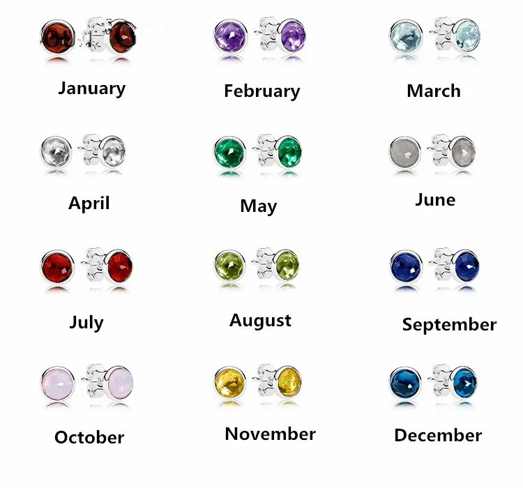Compatible-with-European-Style-December-Birthday-Stone-Stud-Earrings-Silver-Earring-100-925-Sterling-Silver-Charm