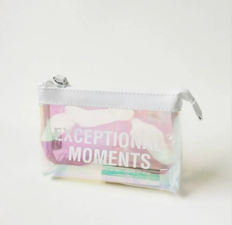 Розовая прозрачная голограмма, косметичка для женщин, красочные лазерные прозрачные дорожные сумки для макияжа, брендовые водонепроницаемые клатчи, уплотненные моющиеся сумки - Цвет: Multicolor