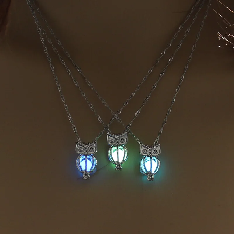 

Charm Glowing Owl Pendant Necklace Cute Luminous Jewelry Choker 3 Colors Christmas Gift For Women Necklace Fashion Dropshipping