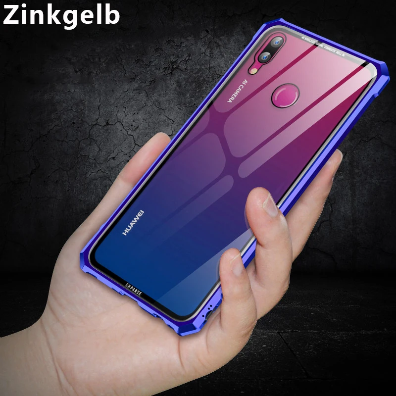 

For Huawei Honor 8X Max Cover Case Luxury Slim Hard Metal Transparent Glass Armor Shockproof Phone Case for Enjoy Max Case 7.12