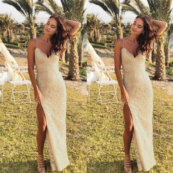 

2019 Women Summer Sexy Vintage Dress Fashion Lace Elegant Party Night Bodycon Maxi Yellow Dress