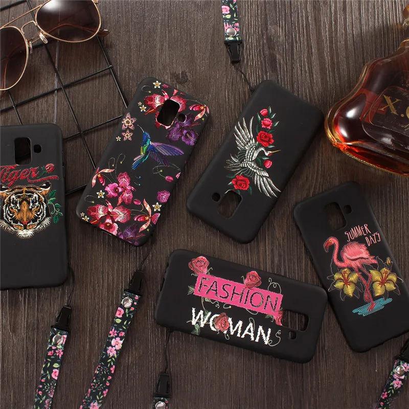 

For Samsung Galaxy A8 2018 Case 3D Flamingo Floral Painted Soft TPU Phone Back Cover For Samsung J6 J8 A6 A8 Plus 2018 Case Cove