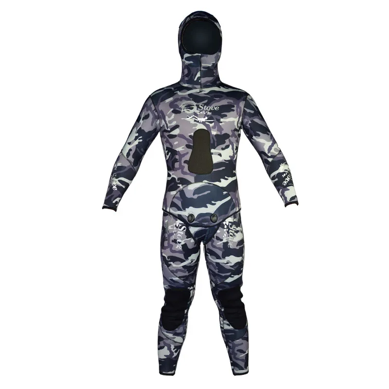 

LayaTone Wetsuit Men 7mm Neoprene Two-Pieces Diving Suit Spearfishing Camouflage Full Body Hooded Snorkeling Scuba Diving Suits