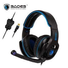 SADES HAMMER Virtual 7,1 гарнитура с объемным звуком Игровые наушники с вращающимся микрофоном многофункциональный линейный контроллер