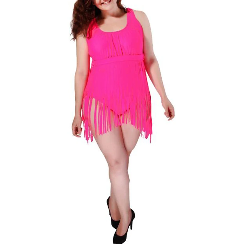 Women Long Fringe Swimsuit Beach Wear Sexy Plus Size Push Up Swimwear Tassel Padded One Piece