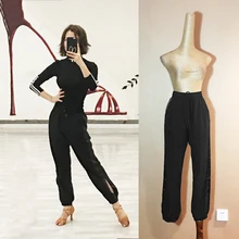 Бальные штаны для латинских танцев для женщин, одежда для сальсы, танцевальные костюмы для самбы, одежда из полиэстера DN1169