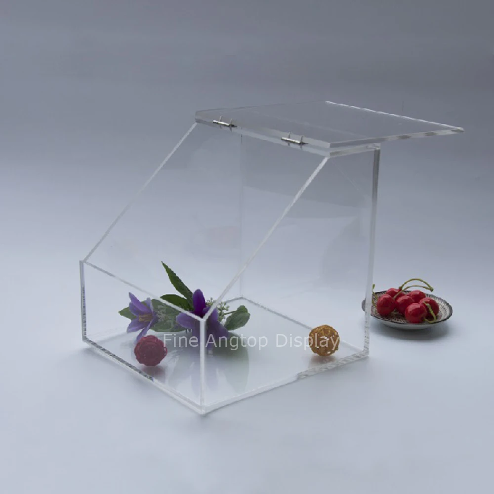 

Acrylic Storage Display Box Home Jewelry Store Organizer Stand Holder With Hinged Slanted Door