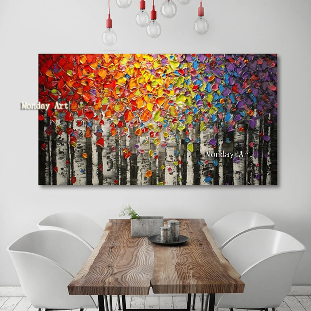 Beauty-Hand-Made-Red-Knife-Flower-DIY-Number-Canvas-Oil-Painting-For-Wall-Decor-Living