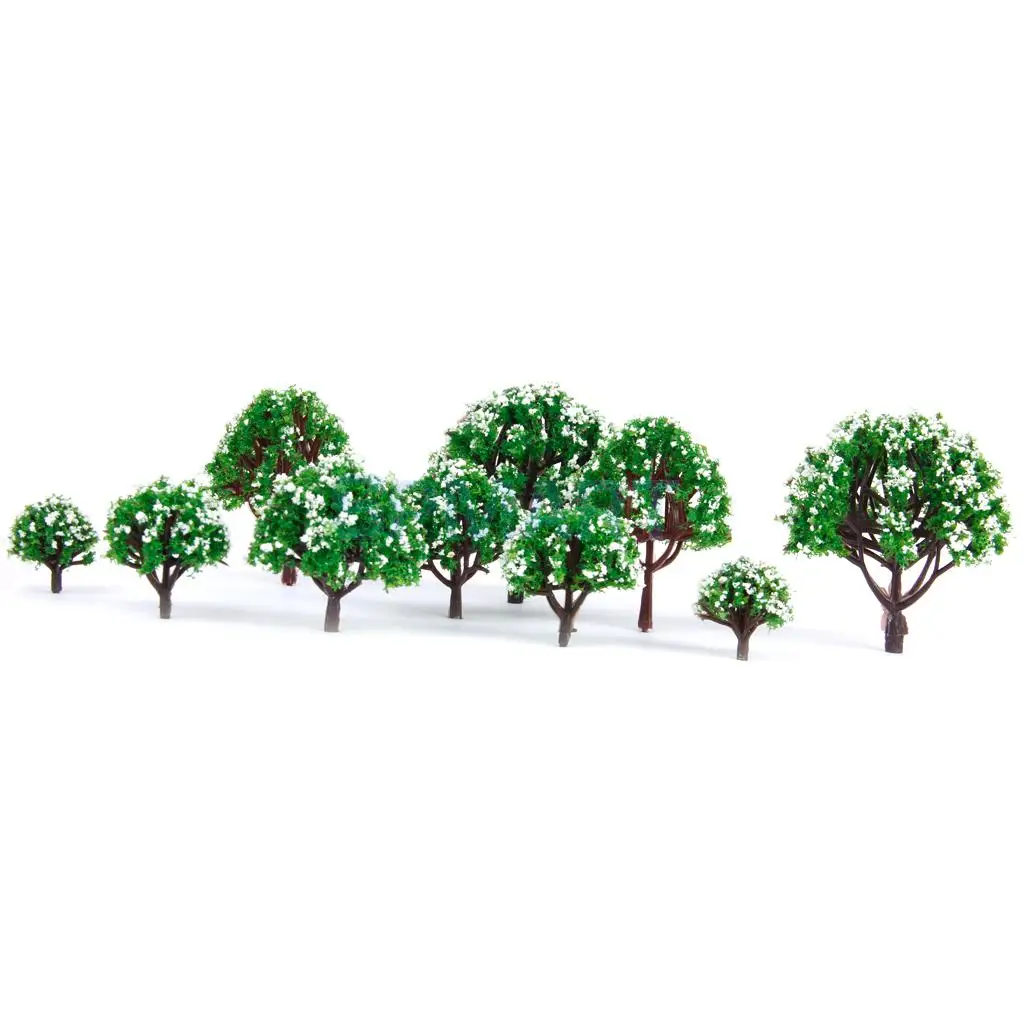 Новые поступления 2015 10 шт. масштабная модель 5 размеров дерево с белым цветком для железнодорожные пейзажи/Diorama