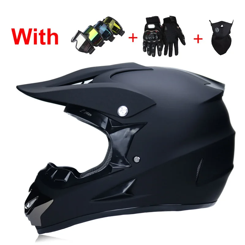 Motorcycle Helmet ATV Road Cycling Motocycle Helmet Adult S/M/L/XL With Mask+Goggles+Glove